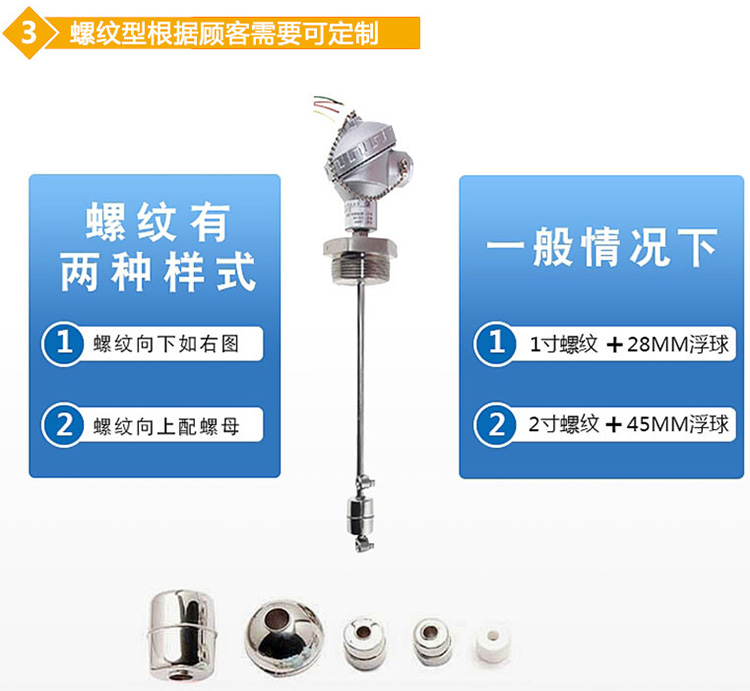 石油化工浮球液位計螺紋分類(lèi)圖