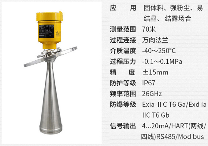 雷達液位變送器RD706技術(shù)參數表圖