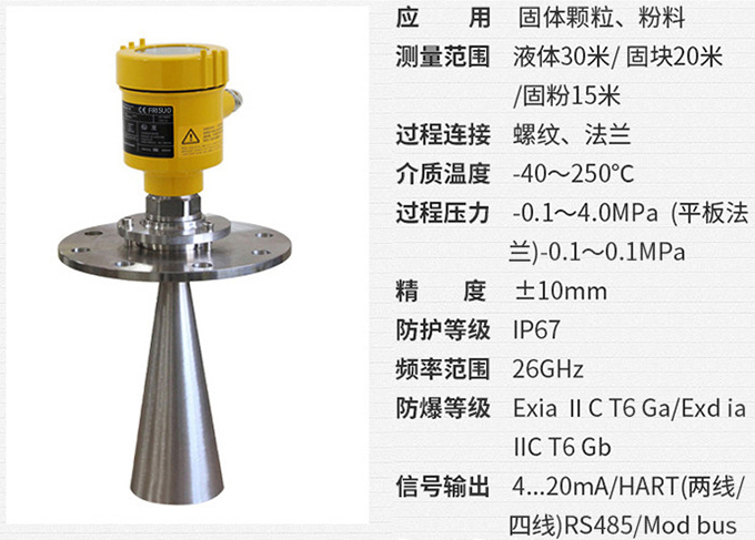 喇叭口雷達物位計RD708技術(shù)參數表圖