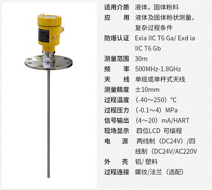 雷達液位變送器RD710技術(shù)參數表圖