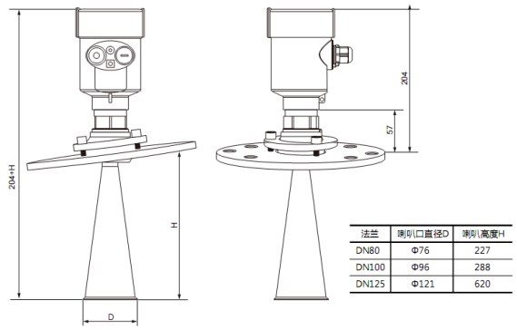 防腐雷達液位計RD706外形尺寸圖