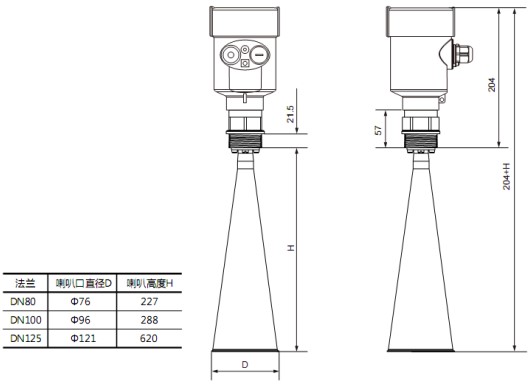 雷達(dá)液位計(jì)RD708外形尺寸圖