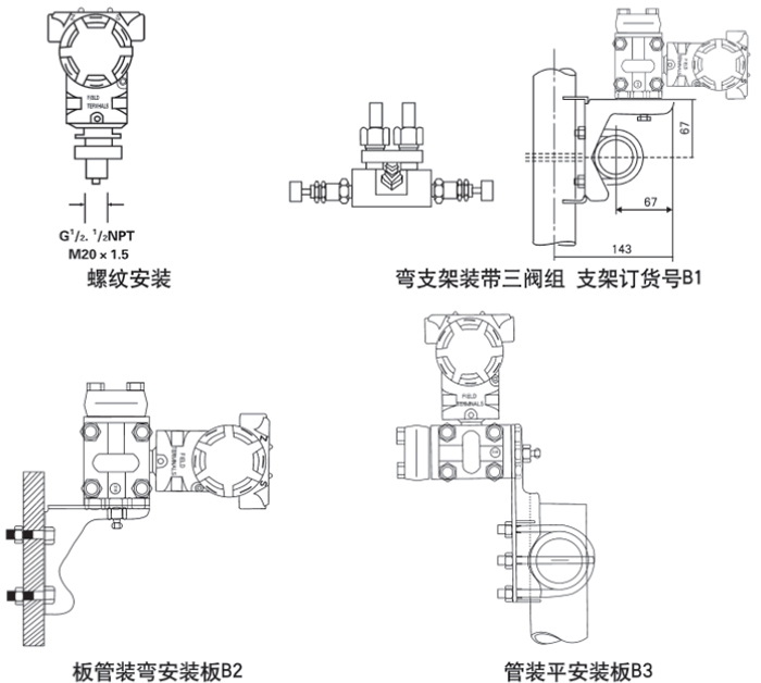 3051液位變送器安裝方式示意圖