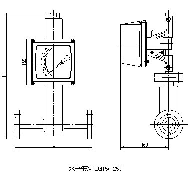 數顯金屬管浮子流量計外形尺寸圖