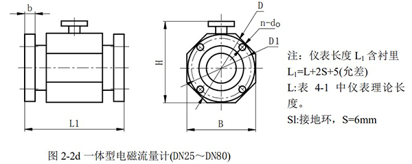 dn150電磁流量計外形尺寸圖二