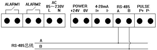 小流量氣體質(zhì)量流量計RS-485通訊接線(xiàn)圖